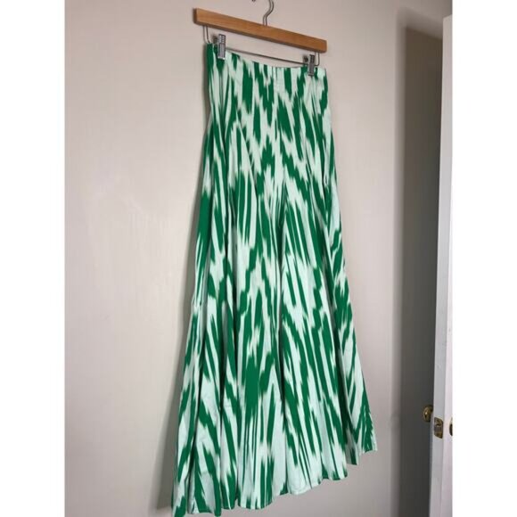 NEW Figue Hayden Lightweight Poplin Ikat Print Maxi Skirt Green Size: 4 - Picture 3 of 7